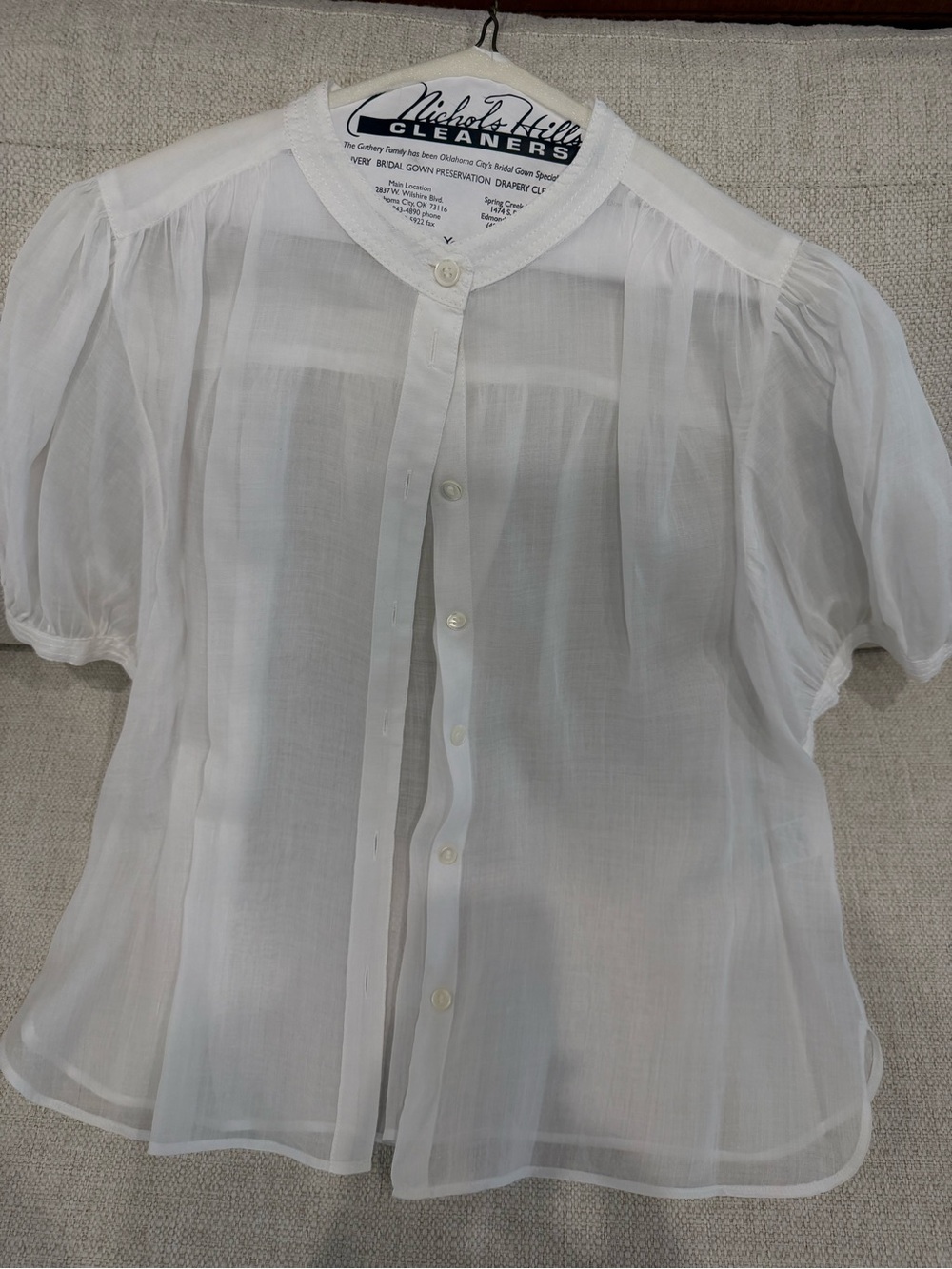 Banana Republic White Sheer Short-Sleeve Blouse